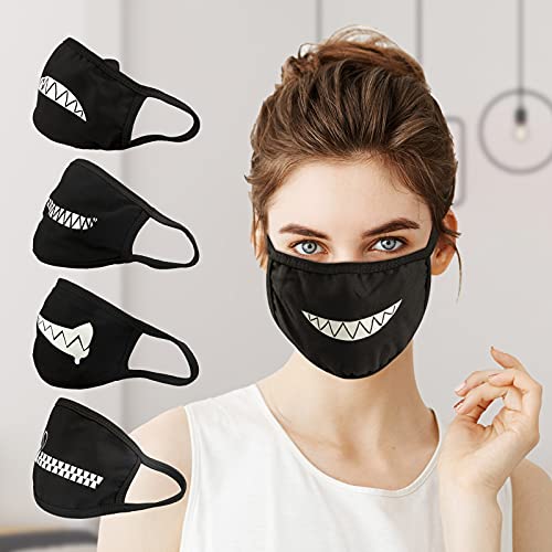 gootrades Set of 4 Teeth Pattern Unisex Cotton Blend Anti Dust Face Mouth Mask