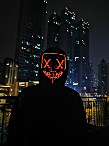 Himine Halloween Mask Cosplay LED Light up Purge Mask for Festival Party (Red)