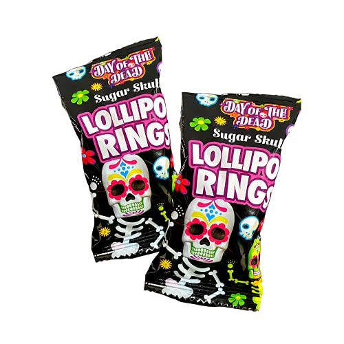 Halloween Day of the Dead Sugar Skull Lollipop Rings,7.61 ounce, Box of 18
