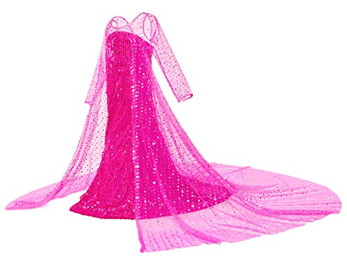 Luxury Princess Dress Costumes with Shining Long Cape Girls Birthday Party 7-8 Years