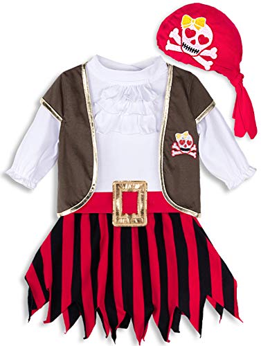 COSLAND Baby Pirate Costume Girl Halloween Outfit 6-12 Months, Black