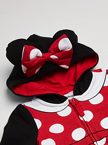 Disney baby girls Minnie Mouse Costume Zip-up Hoodie Hooded Sweatshirt, Black/Red, 2T US