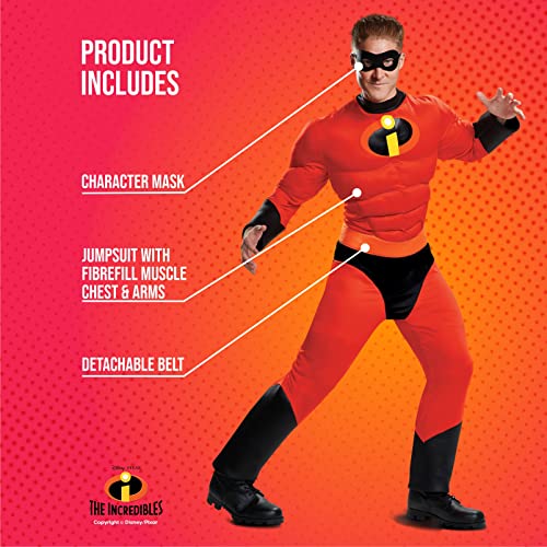 Disguise Men's Plus Size Mr. Incredible Classic Muscle Adult Costume, red, XXL (50-52)