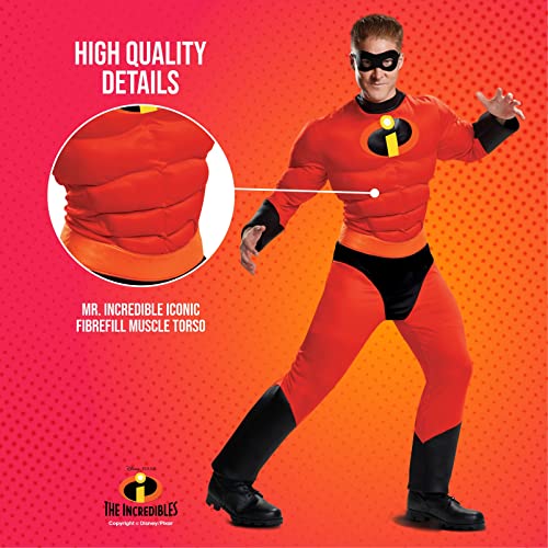 Disguise Men's Plus Size Mr. Incredible Classic Muscle Adult Costume, red, XXL (50-52)
