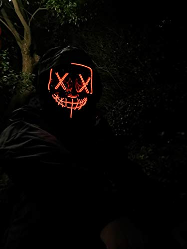 Himine Halloween Mask Cosplay LED Light up Purge Mask for Festival Party (Red)
