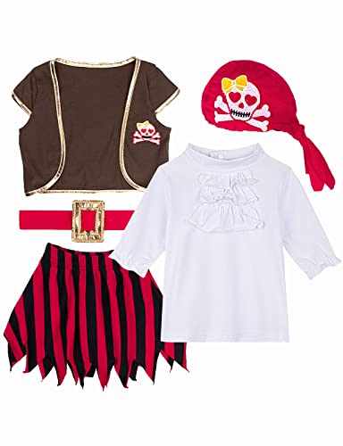 COSLAND Baby Pirate Costume Girl Halloween Outfit 6-12 Months, Black