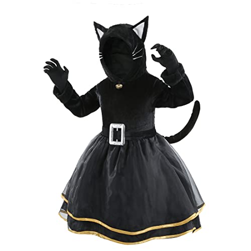 yolsun Girl Black Cat Costume Halloween Cosplay Outfit(7-8 Years)