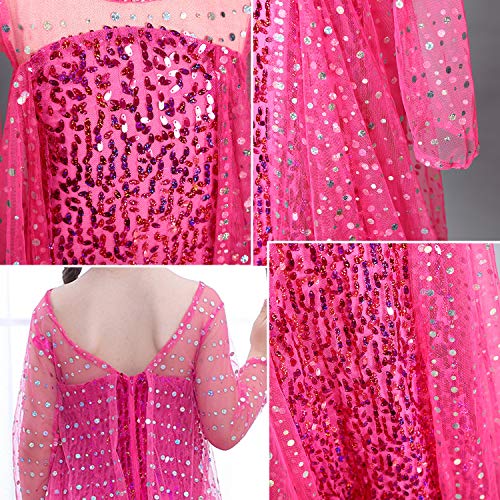 Luxury Princess Dress Costumes with Shining Long Cape Girls Birthday Party 7-8 Years