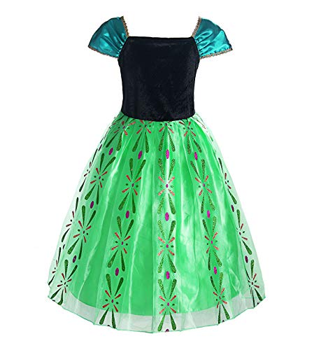 ReliBeauty Girls Princess Costume Dress up, Apple Green, with Accessories, 6-7/130