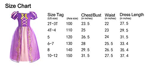 ReliBeauty Girls Dress Puff Sleeve Princess Costume, 2T-3T, Purple(with Accessories)
