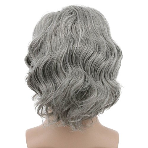karlery Men Short Bob Wave Gray Wig Halloween Cosplay Wig Anime Costume Party Wig