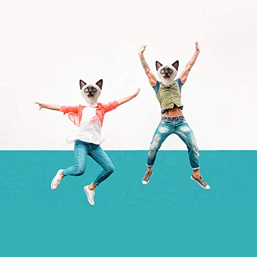 Deluxe Novelty Halloween Costume Party Latex Animal Cat Head Mask Black (white)