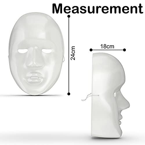 FX Lot of 24 Masks White Plastic Full Face Decorating Craft Halloween School