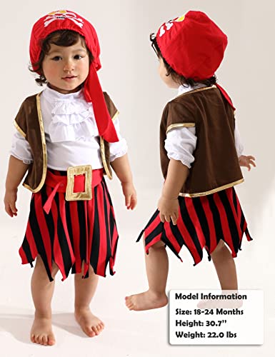 COSLAND Baby Pirate Costume Girl Halloween Outfit 6-12 Months, Black
