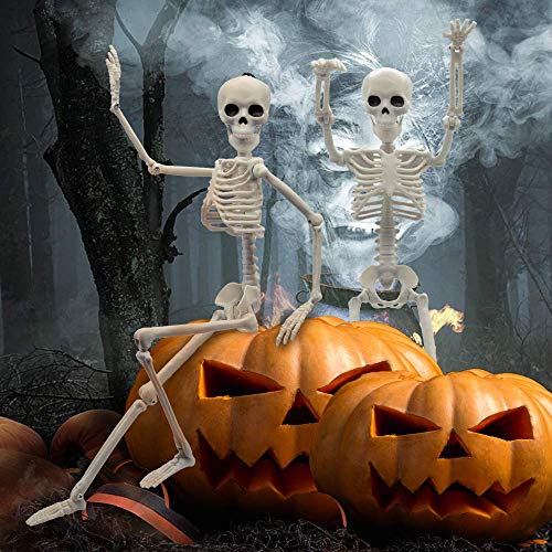 Halloween Skeletons Decorations Full Body Posable Joints 15'' Skeletons 2 Pack