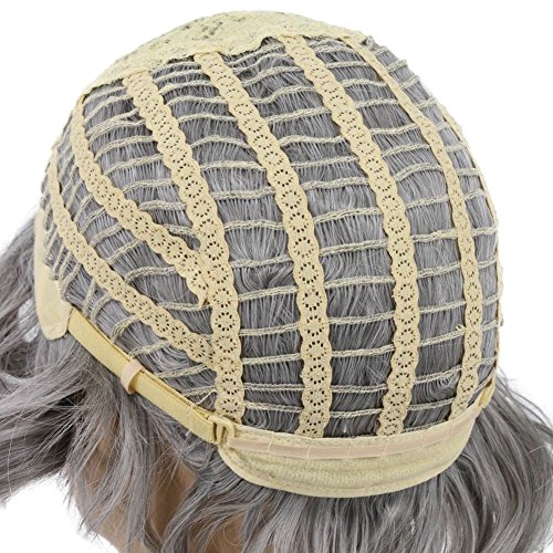 karlery Men Short Bob Wave Gray Wig Halloween Cosplay Wig Anime Costume Party Wig