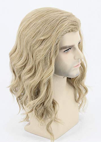 Topcosplay Mens Wigs Long Curly Ash Blonde Cosplay Halloween Costume Wig