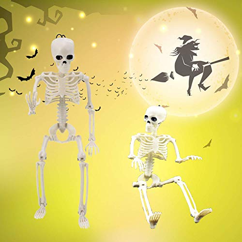 Halloween Skeletons Decorations Full Body Posable Joints 15'' Skeletons 2 Pack