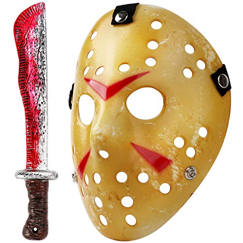 Mosqueda Cosplay Mask Machete Costume Halloween Horror Yellow.