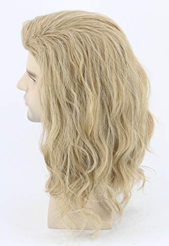 Topcosplay Mens Wigs Long Curly Ash Blonde Cosplay Halloween Costume Wig