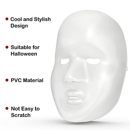 FX Lot of 24 Masks White Plastic Full Face Decorating Craft Halloween School