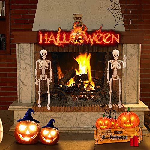 Halloween Skeletons Decorations Full Body Posable Joints 15'' Skeletons 2 Pack
