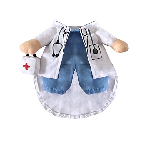 NACOCO Dog Cat Doctor Costume Pet Doctor Clothing Halloween Jeans Outfit Apparel (S)