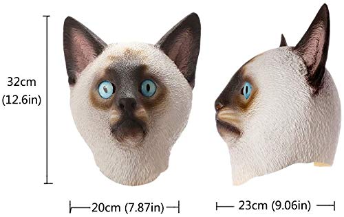 Deluxe Novelty Halloween Costume Party Latex Animal Cat Head Mask Black (white)