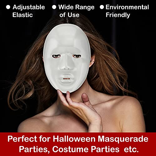 FX Lot of 24 Masks White Plastic Full Face Decorating Craft Halloween School