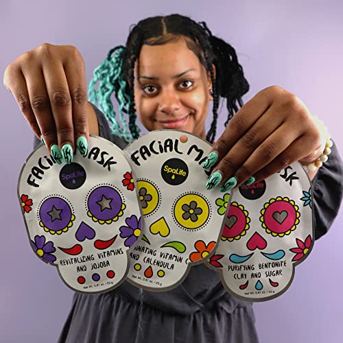 SpaLife Halloween Themed Dia de Muertos Facial Mask 9 Count