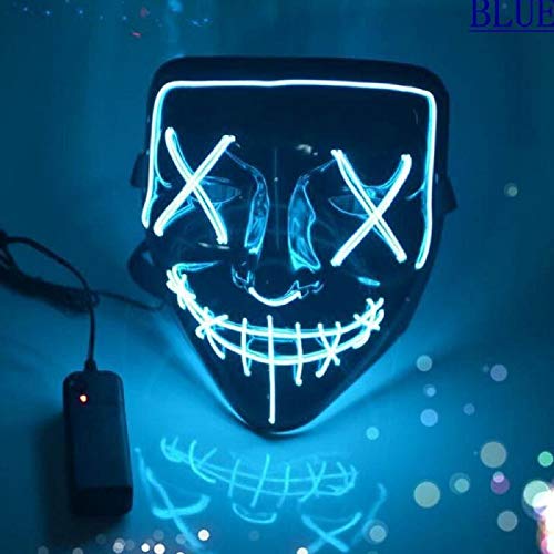 Light Up Purge Mask Halloween Purge Mask Led for Adults and Kids (Blue)