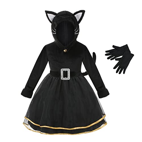 yolsun Girl Black Cat Costume Halloween Cosplay Outfit(7-8 Years)