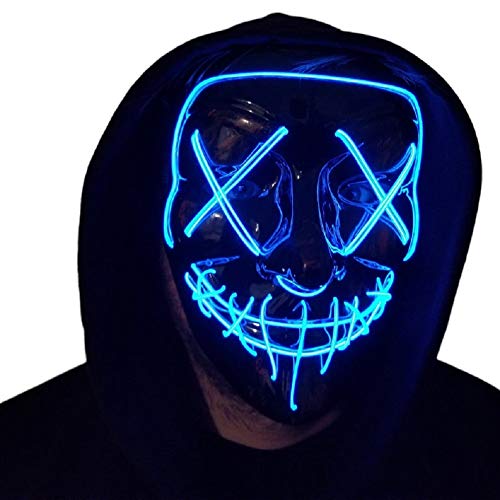 Light Up Purge Mask Halloween Purge Mask Led for Adults and Kids (Blue)