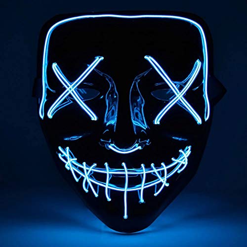 Light Up Purge Mask Halloween Purge Mask Led for Adults and Kids (Blue)