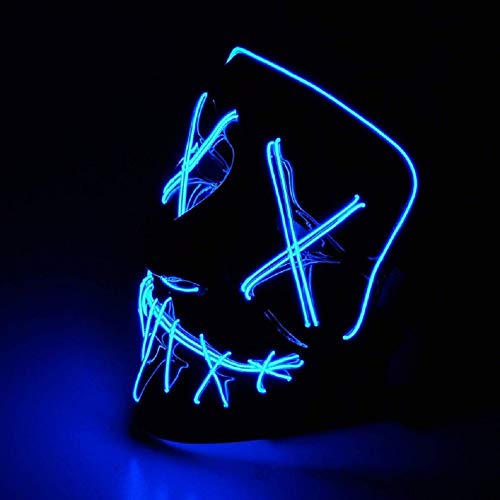 Light Up Purge Mask Halloween Purge Mask Led for Adults and Kids (Blue)
