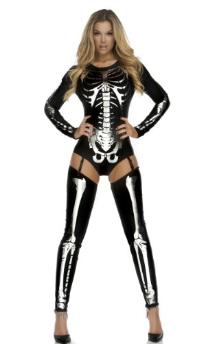 Forplay womens Snazzy Skeleton Costume Set, Black, Large X-Large US