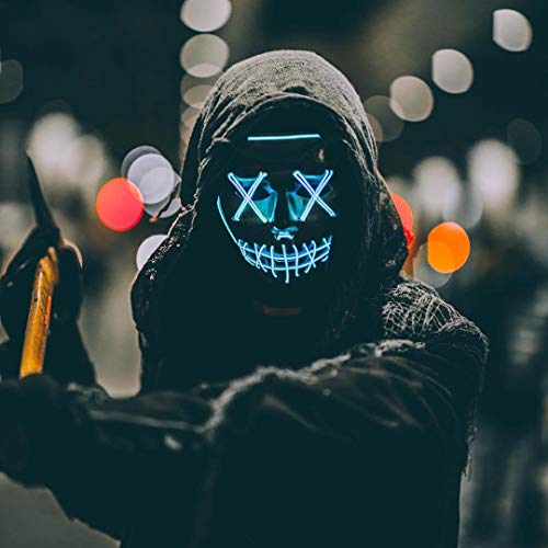 Light Up Purge Mask Halloween Purge Mask Led for Adults and Kids (Blue)