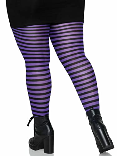 Leg Avenue Women's Nylon Striped Tights, Black/Purple, One Size