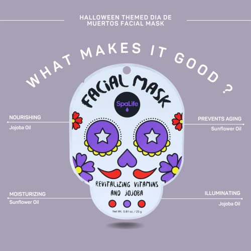 SpaLife Halloween Themed Dia de Muertos Facial Mask 9 Count