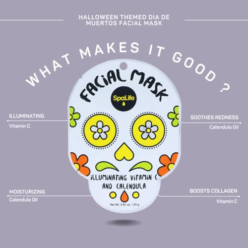 SpaLife Halloween Themed Dia de Muertos Facial Mask 9 Count