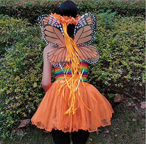 Monarch Butterfly Wings Toddler Girls Fairy Wings Wand Halloween Wings Costume Dress Up Kids Party Favor Pack