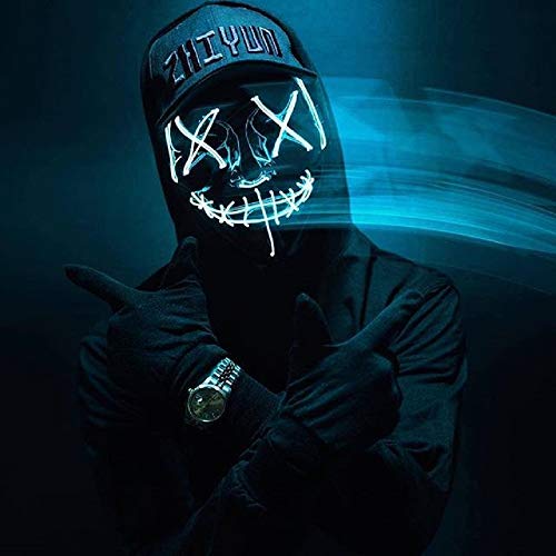 Light Up Purge Mask Halloween Purge Mask Led for Adults and Kids (Blue)