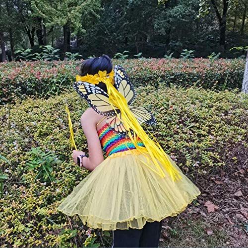 Monarch Butterfly Wings Toddler Girls Fairy Wings Wand Halloween Wings Costume Dress Up Kids Party Favor Pack