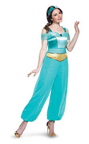 Disguise Women's Jasmine Deluxe Adult Sized Costume, Turquoise, M 8-10 US