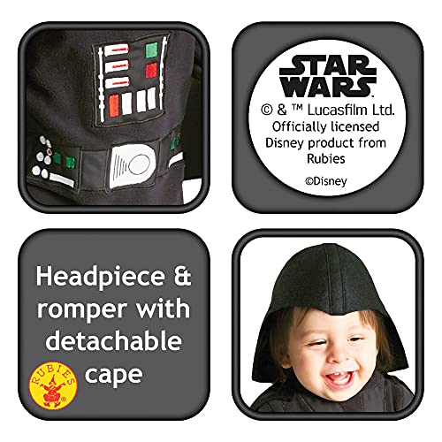 Rubie's Star Wars Darth Vader Romper, Black, 12-24 Months