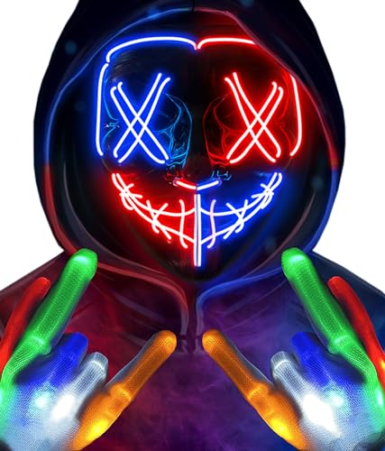 Scary LED Mask & Skeleton Gloves: Halloween Costume Gifts