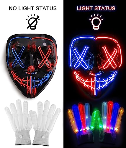 Scary LED Mask & Skeleton Gloves: Halloween Costume Gifts