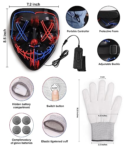 Scary LED Mask & Skeleton Gloves: Halloween Costume Gifts