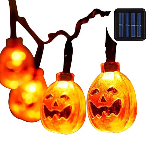 Senmao Home Decor Halloween Lights with 30 led Pumpkin Light,Orange Lights for Halloween 20ft 30LEDs,Halloween Outdoor Lights for Patio, Garden,Parties (IP65,8 Light Modes Warm White) …