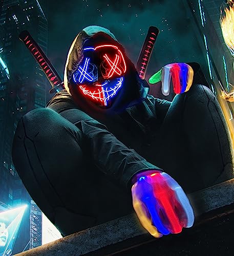 Scary LED Mask & Skeleton Gloves: Halloween Costume Gifts